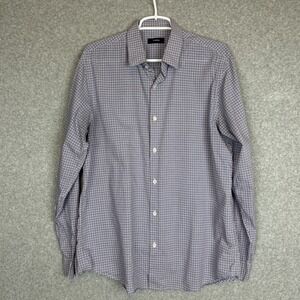 Theory Mens Button-Down Shirt Size L Cotton Gingham Long Sleeve Casual